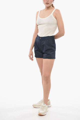 Single-Pleat CALLIE Shorts with Frayed Hem