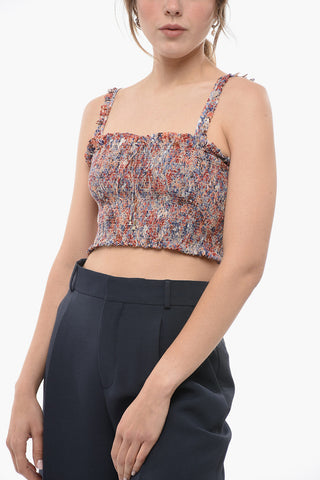 Tube Top in Seta Stretch con Spalline Ruffle