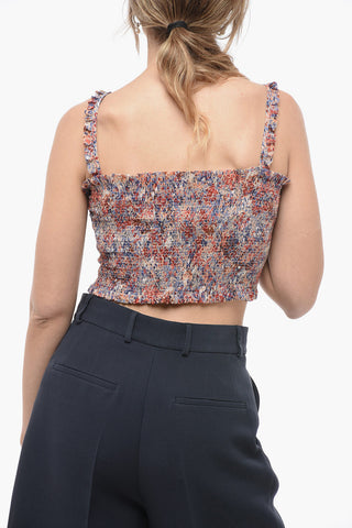 Tube Top in Seta Stretch con Spalline Ruffle