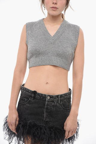 Gilet Crop in Cashmere con Scollo a V