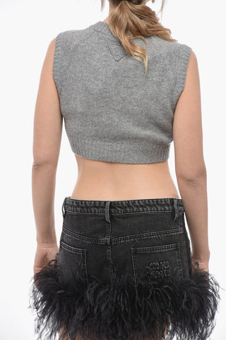 Gilet Crop in Cashmere con Scollo a V