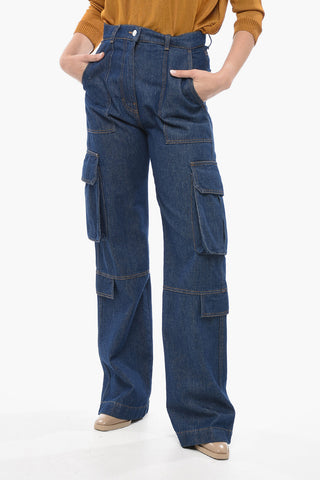 Jeans Cargo in Denim Lavaggio Scuro