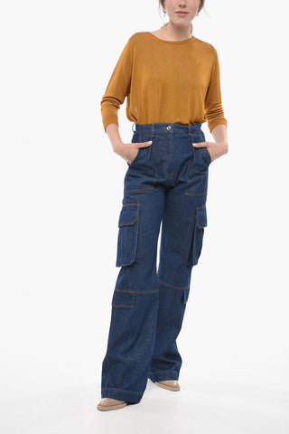 Jeans Cargo in Denim Lavaggio Scuro