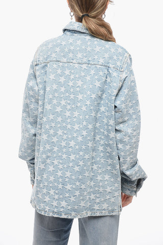 Overshirt in Denim con Stelle All-Over