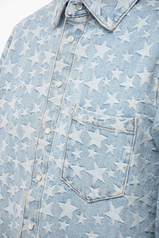 Overshirt in Denim con Stelle All-Over