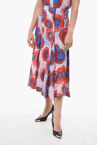 FLAMINIA VERONESI Flared Midi Skirt with Paint-Effect Print
