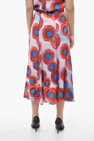 FLAMINIA VERONESI Flared Midi Skirt with Paint-Effect Print