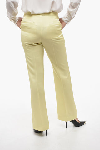 Straight Fit Viscose Satin Pants with Flush Pockets