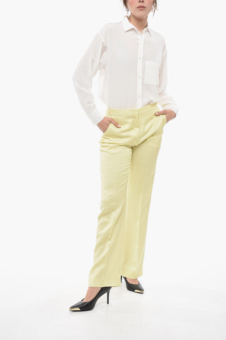 Straight Fit Viscose Satin Pants with Flush Pockets