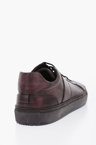 Lived-in Effect Leather Low-top Sneakers