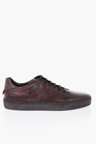 Lived-in Effect Leather Low-top Sneakers