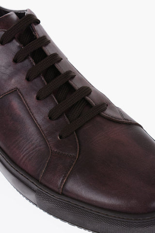 Lived-in Effect Leather Low-top Sneakers