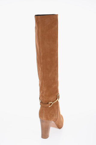 Knee-high Suede Boots with Metal Clamp 9cm