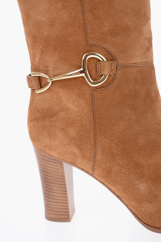 Knee-high Suede Boots with Metal Clamp 9cm