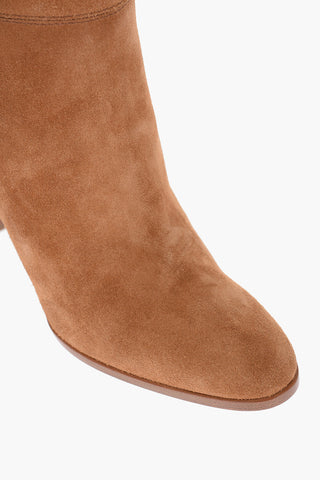Knee-high Suede Boots with Metal Clamp 9cm