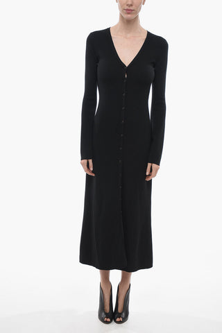 Maxidress in Lana con Abbottonatura Frontale