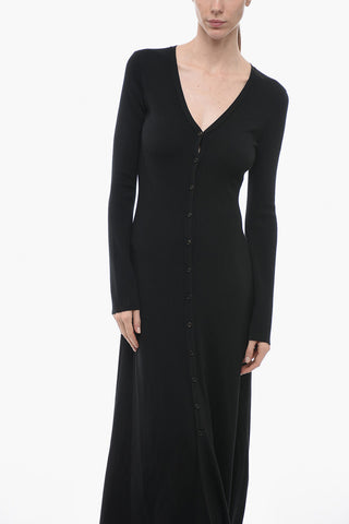 Maxidress in Lana con Abbottonatura Frontale