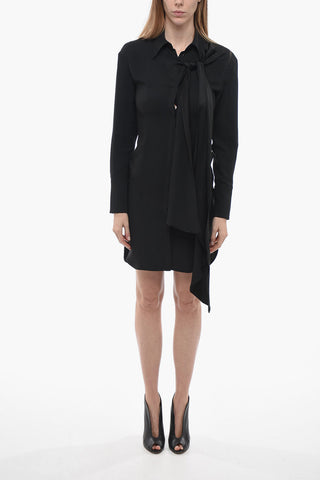 Slim Fit Tie Neck Shirt Dress