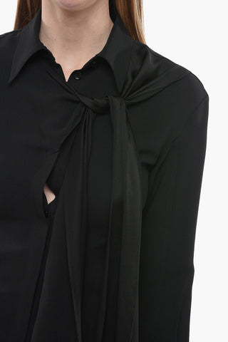 Slim Fit Tie Neck Shirt Dress