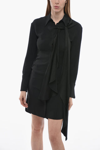 Slim Fit Tie Neck Shirt Dress
