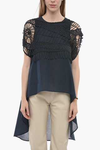 Asymmetric Cape Top with Removable Crochet Detail
