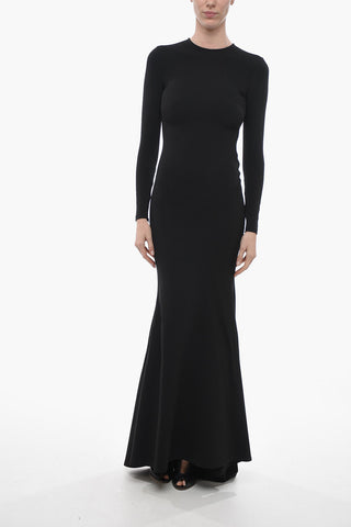 Viscose Blend Maxidress with Zipped Sleeves