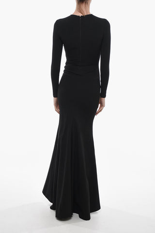 Viscose Blend Maxidress with Zipped Sleeves