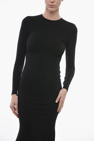 Viscose Blend Maxidress with Zipped Sleeves