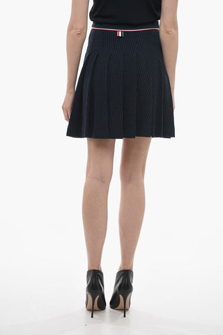 Cotton Blend Pleated Miniskirt with Iconic Detail