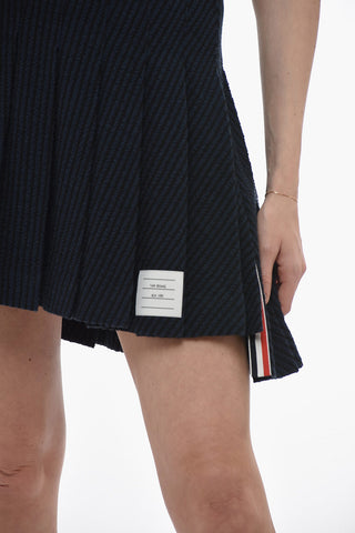 Cotton Blend Pleated Miniskirt with Iconic Detail