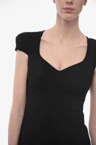 Short-sleeved Sheath Dress with Back Full Zip