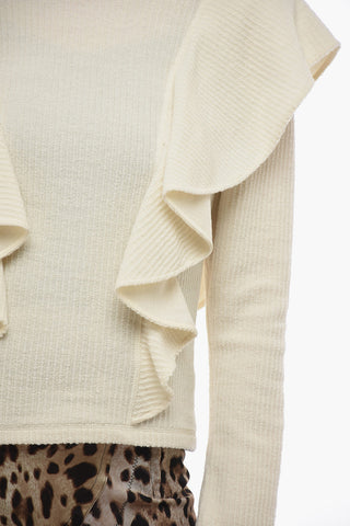 Turtleneck Wool Sweater with Ruffled Sleeves
