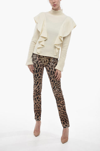 Turtleneck Wool Sweater with Ruffled Sleeves