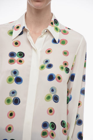 Polka Dot Patterned EYES Silk Shirt Dress