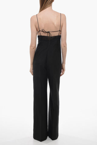 Flax Blend Jumpsuit with Brodarie Anglaise Detail