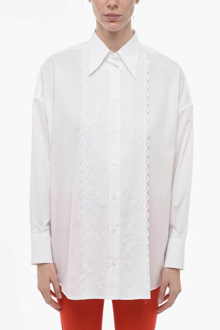Tuxedo Shirt with Broidarie Anglase Details