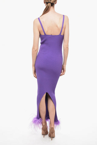 Knitted Sheath Dress with Ostrich Feathered Bottom