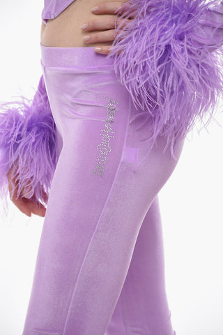 Bootcut-Hose aus Chenille mit seitlichem Logo