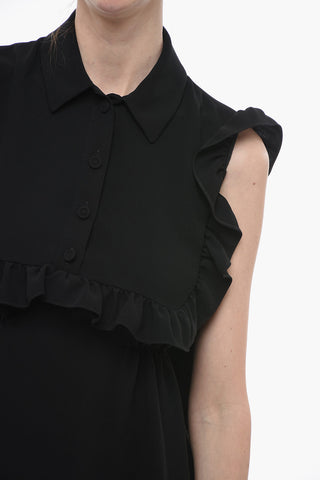 Sleeveless FERITO Shirt Dress with Ruffled Edges
