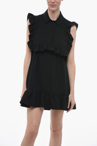 Sleeveless FERITO Shirt Dress with Ruffled Edges