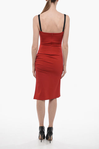 Viscose Blend Midi Dress with Draped Detail