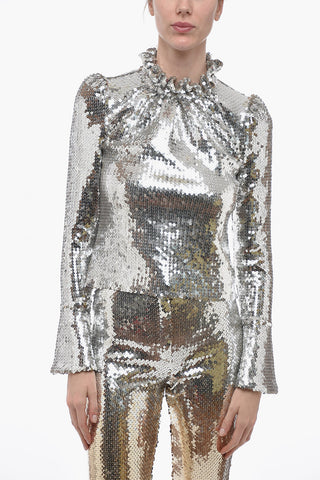 Top in Paillettes con Maniche a Campana