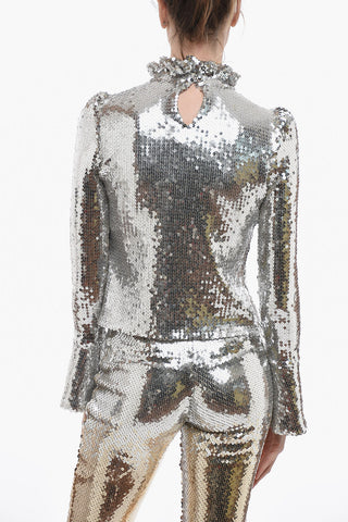 Top in Paillettes con Maniche a Campana