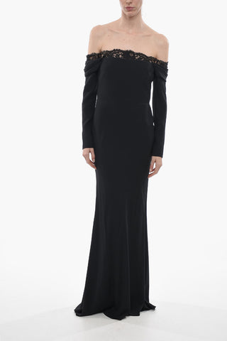 Viscose Blend Mermaid Dress with Lace Detail