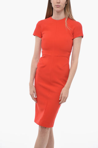 Short-sleeved Sheath Dress with Back Zip