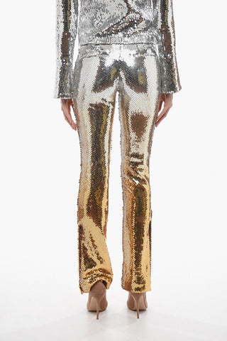 Pantaloni in Paillettes Degradè con Bottoni alla Caviglia