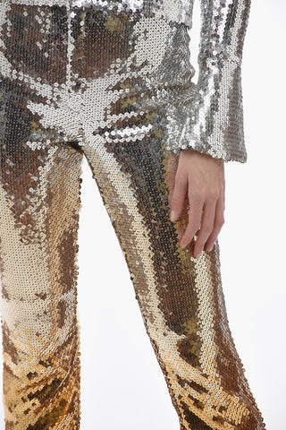 Pantaloni in Paillettes Degradè con Bottoni alla Caviglia