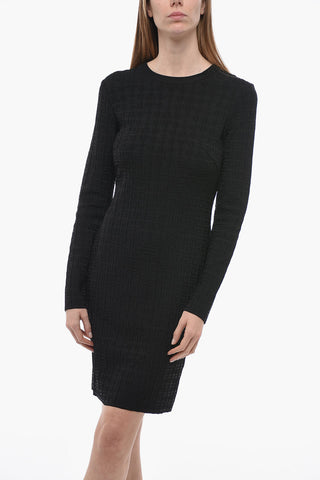 Jacquard Fabric Midi Dress with Monogram Motif