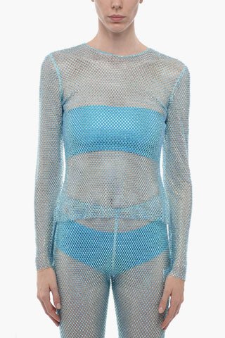 Mesh Top with All-Over Crystals