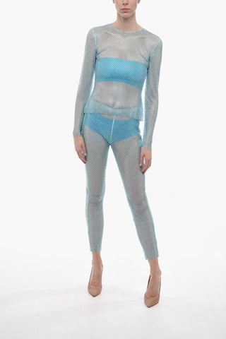 Mesh Top with All-Over Crystals